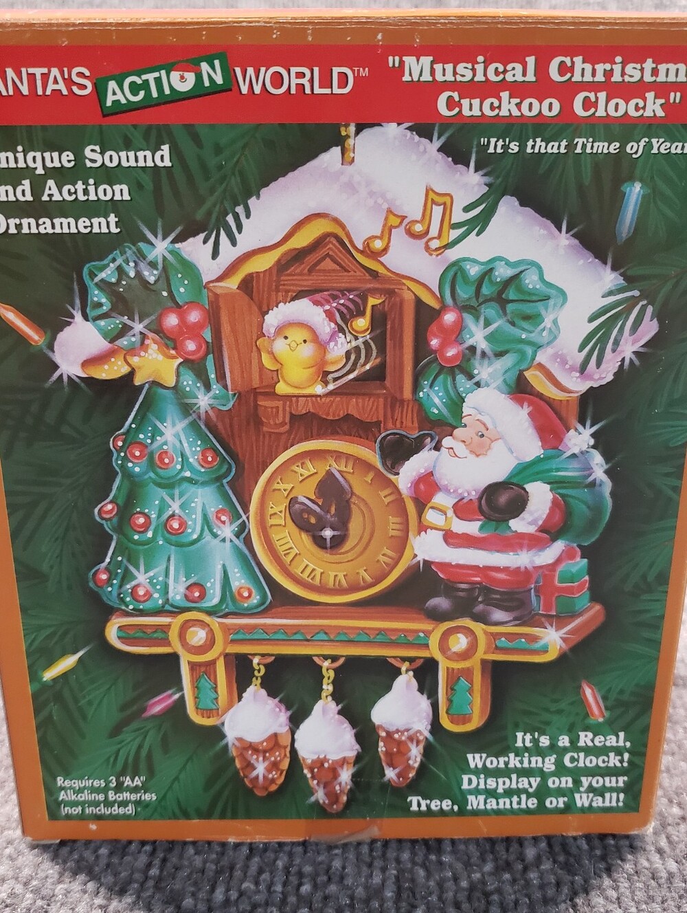 Kurt Adler Santa's Action World MUSICAL CHRISTMAS CUCKOO CLOCK - New!